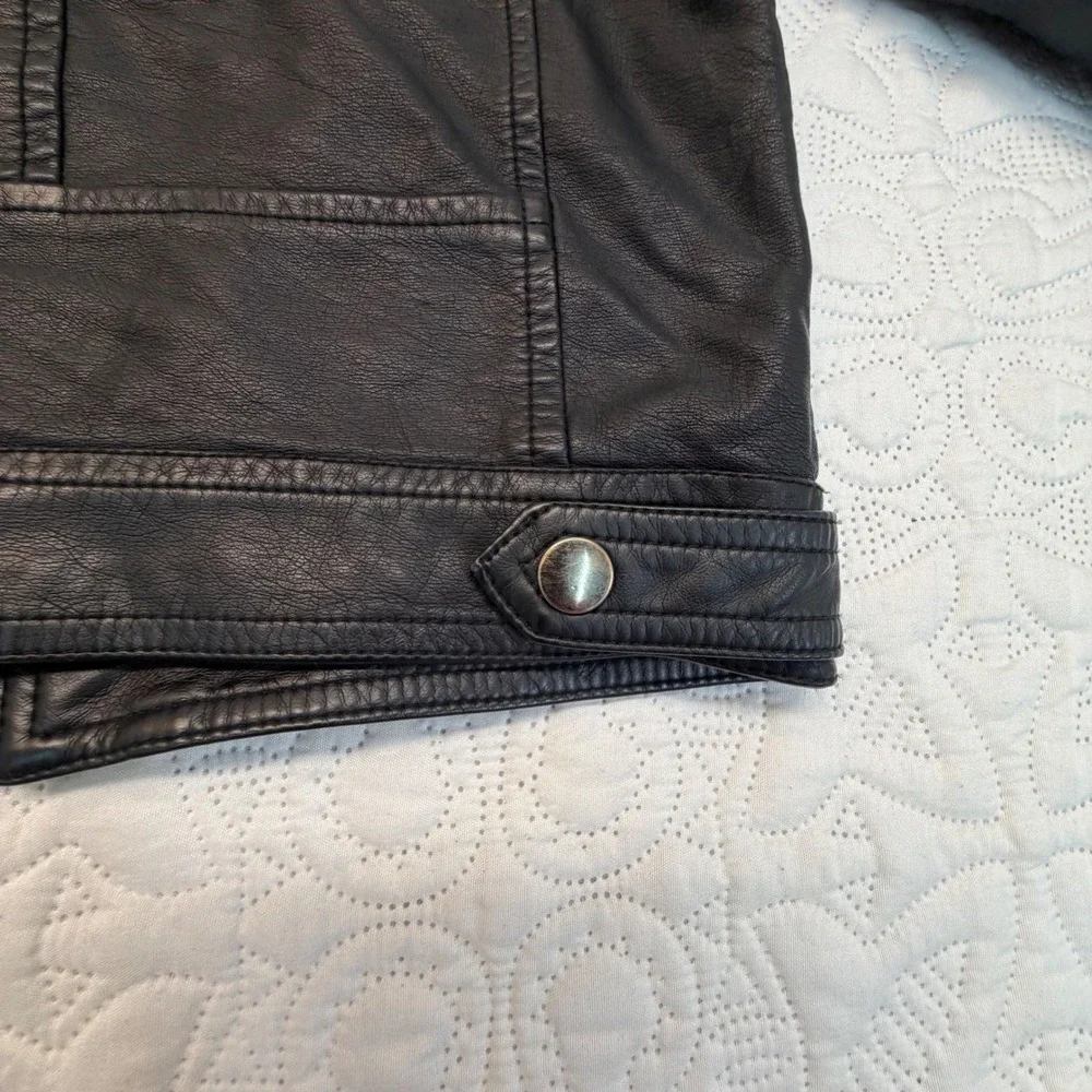 LJYH Kids Black Faux Leather Moto Biker Jacket Size 4-5 Years 110cm